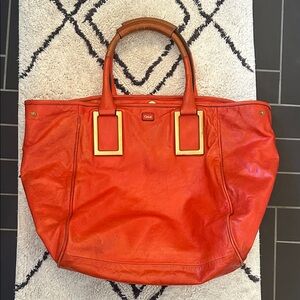 Chloe Ethel Orange Leather Tote Bag